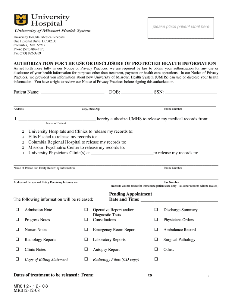 University Hospital Medical Records Fill Out Sign Online DocHub