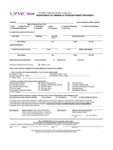 Upmc Release Fill Online Printable Fillable Blank PdfFiller