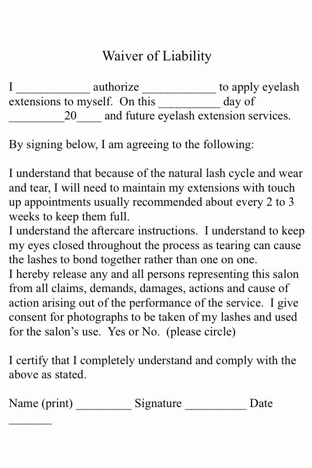 Waxing Consent Form Template Lovely 28 Of Hair Salon Release Form 